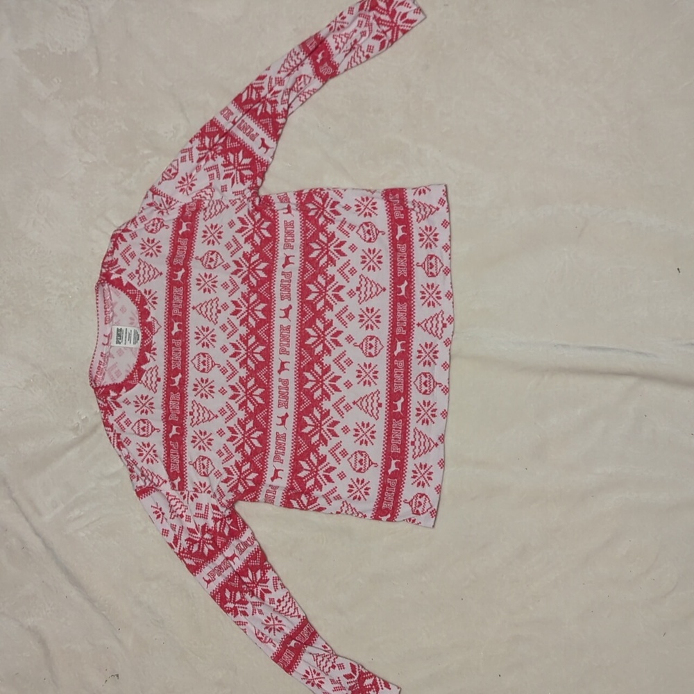 Pink Victoria secret woman's pajama top size XS Red And White